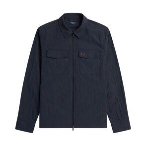 Fred Perry Men's Zip Front Overshirt Dual Flap Snap Pockets Jacket M5684 Navy